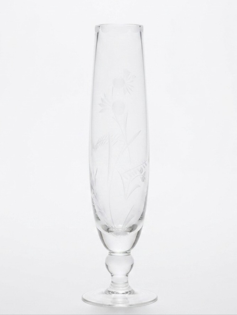 Etched Thistle Bud Vase 7.5”